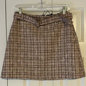 Theory Pink and Black Tweed Mini Skirt